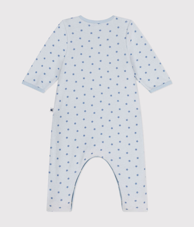 Bodyjama con stampa a stelline in velluto neonato blu/blu