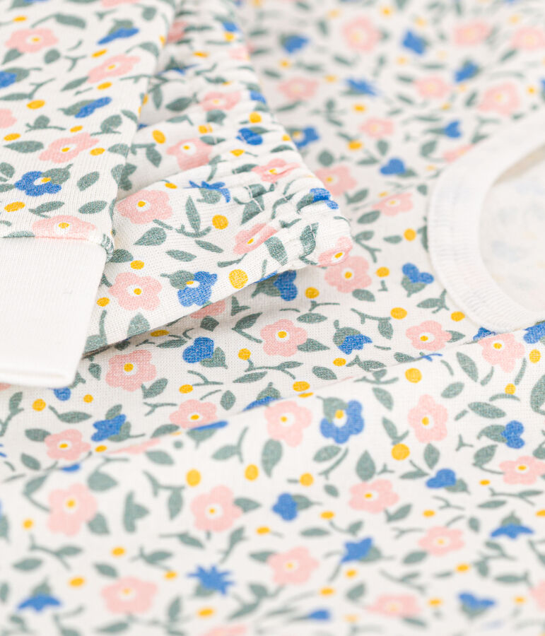 Pigiama bambina in cotone aderente bianco/multicolore