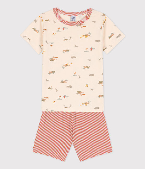 Pigiama corto bambino unisex in cotone con animali bianco AVALANCHE/ MULTICO