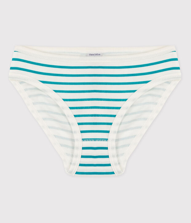La mutandina in cotone per bambina bianco/verde