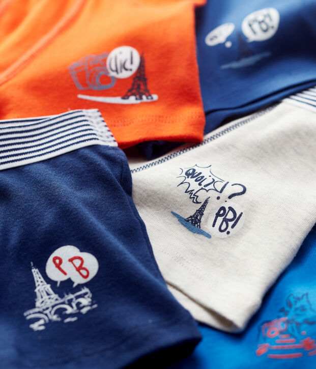 Confezione da 5 boxer bambino fantasia Parigi in cotone multicolore