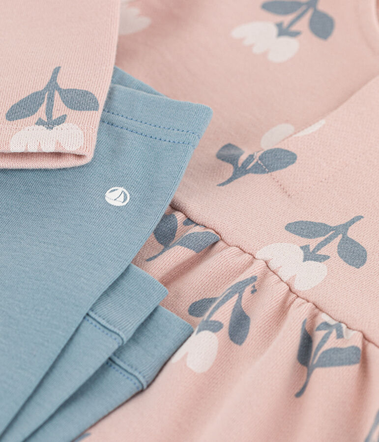 Abito beb&egrave; felpato fantasia con leggings rosa/multicolore