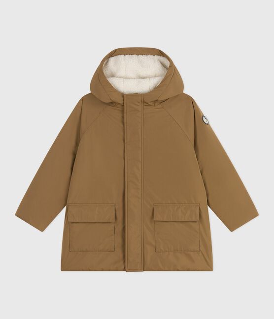 Parka bambino lunghezza midi tinta unita marrone ROCHE