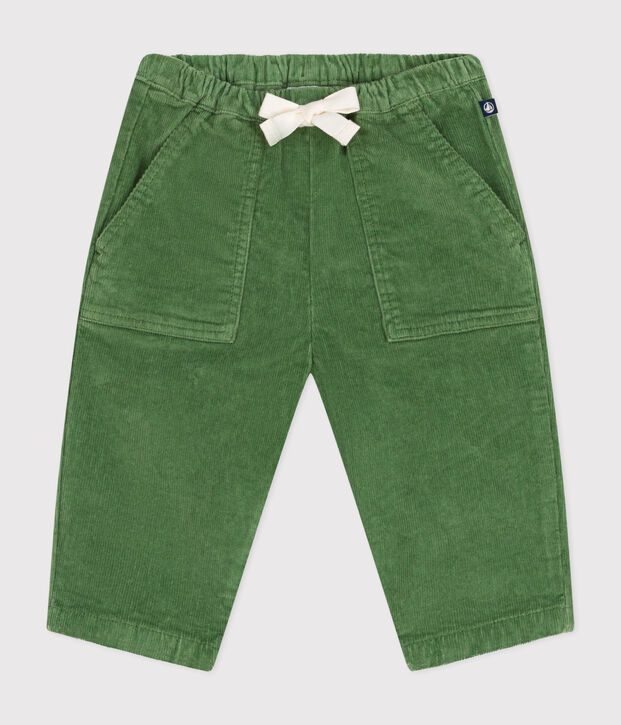Pantaloni in velluto neonato verde