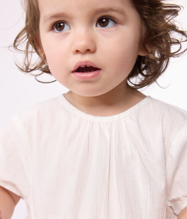 Abito da cerimonia a maniche corte in cotone leggero neonato bianco/grigio