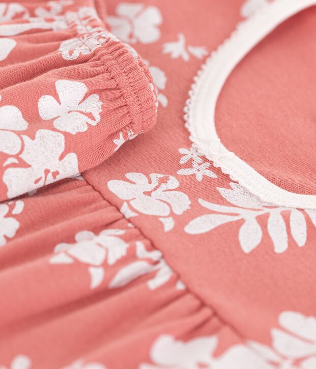 Pigiama corto fantasia hawaiana bambina in cotone rosa/multicolore