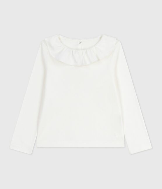 T-shirt a maniche lunghe in cotone tinta unita bambina bianco MARSHMALLOW