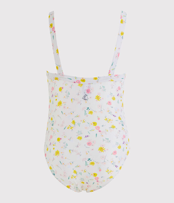 Costume da bagno intero ecoresponsabile bambina bianco MARSHMALLOW/bianco MULTICO