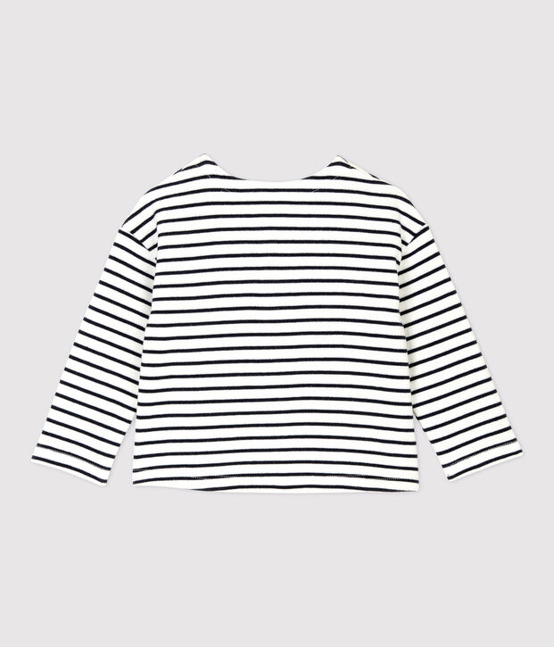 Cardigan in molleton beb&egrave;. bianco/blu