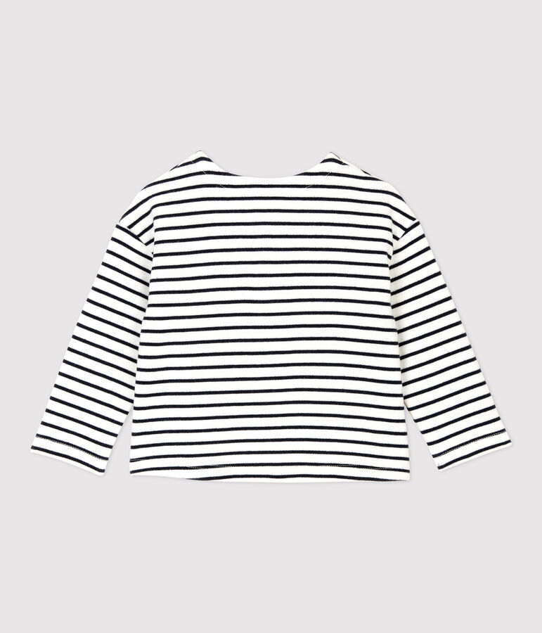 Cardigan in molleton beb&egrave;. bianco/blu