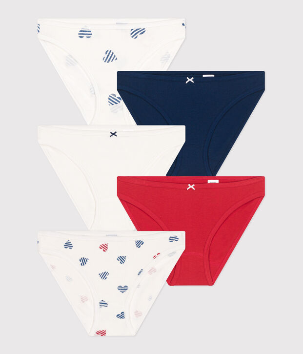 Set di 5 slip in cotone con stampa a cuori donna multicolore