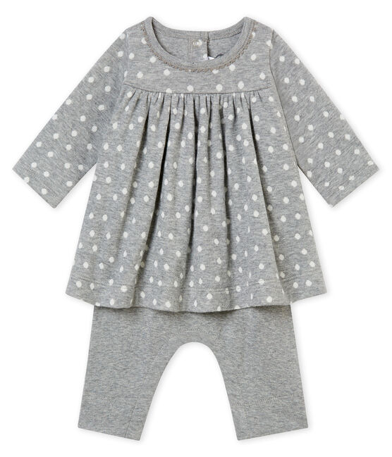 Abito leggings per bebé femmina grigio SUBWAY/bianco MULTICO