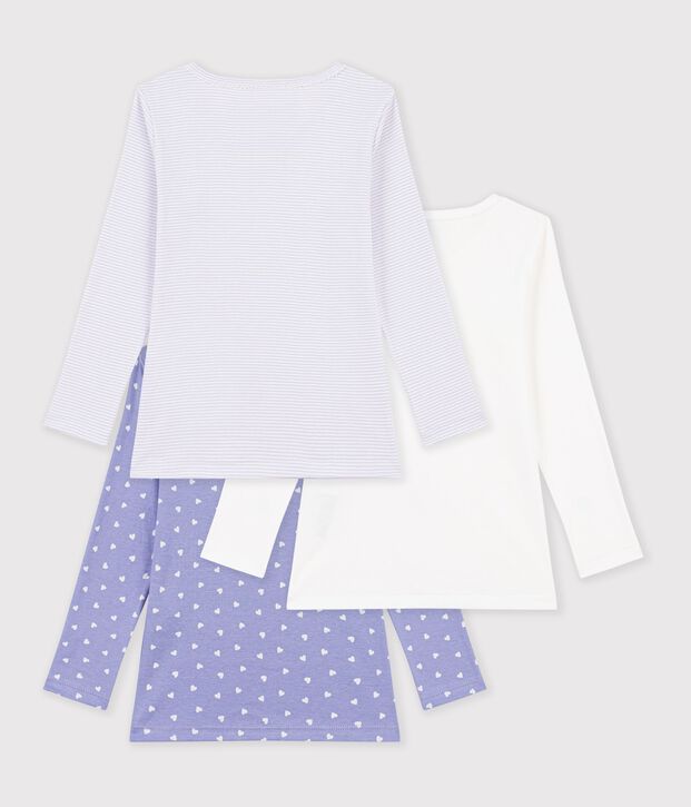 Set di T-shirt a maniche lunghe in cotone a cuori bambina multicolore