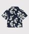 Camicia manica corta bebè in popeline con fantasia hawaiana blu MEDIEVAL/bianco MARSHMALLOW