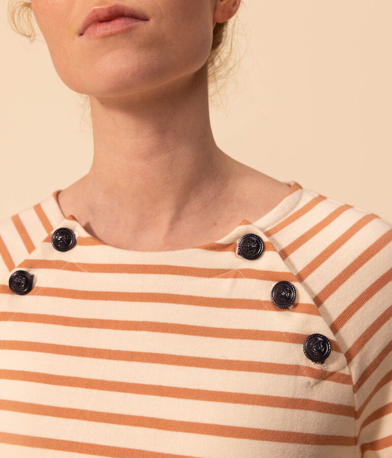 Marini&egrave;re abbottonata in cotone Donna ecru/rosa