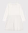 Abito in tessuto a costine e tulle bambina bianco MARSHMALLOW