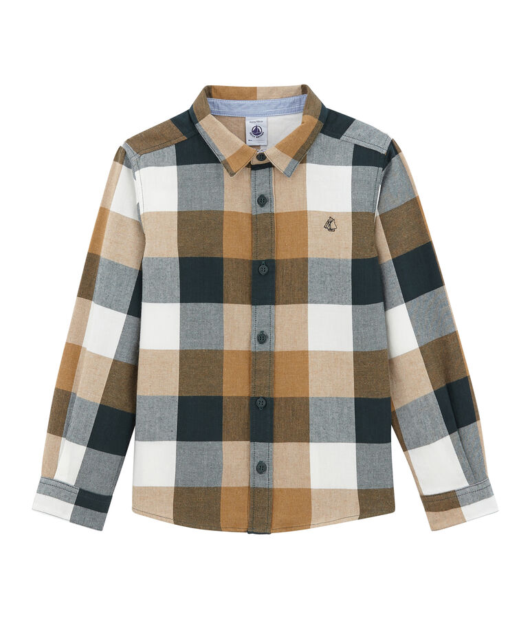Camicia a quadri in popeline per bambino verde/multicolore