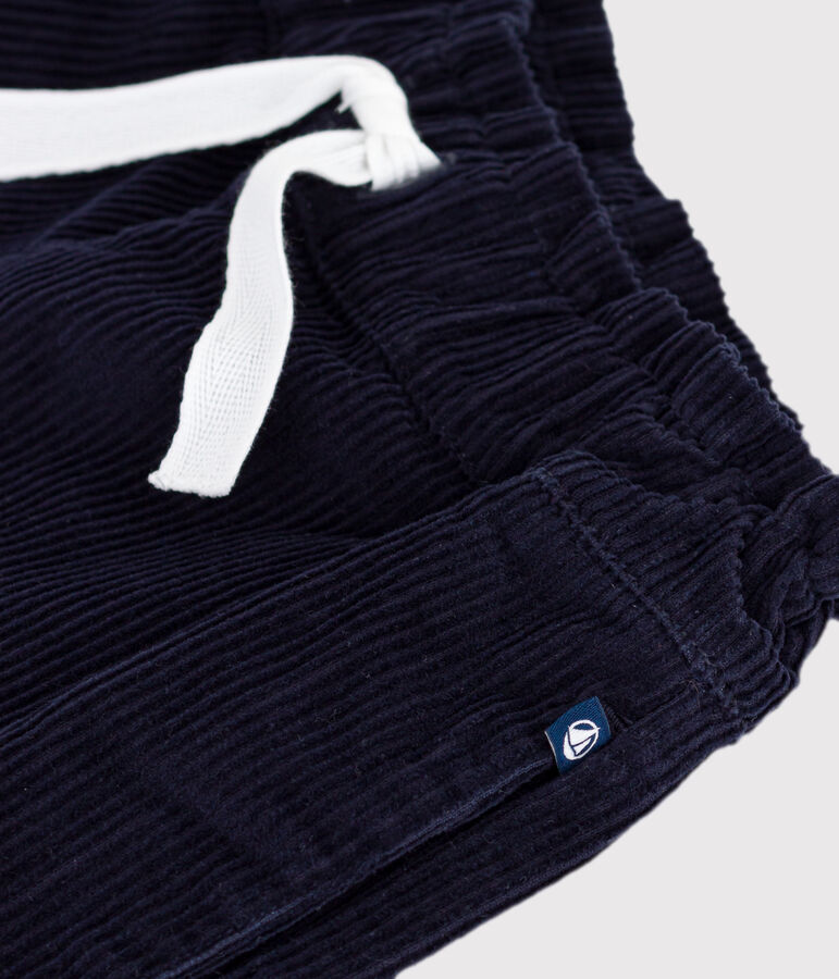 Short bambina in velluto tinta unita blu