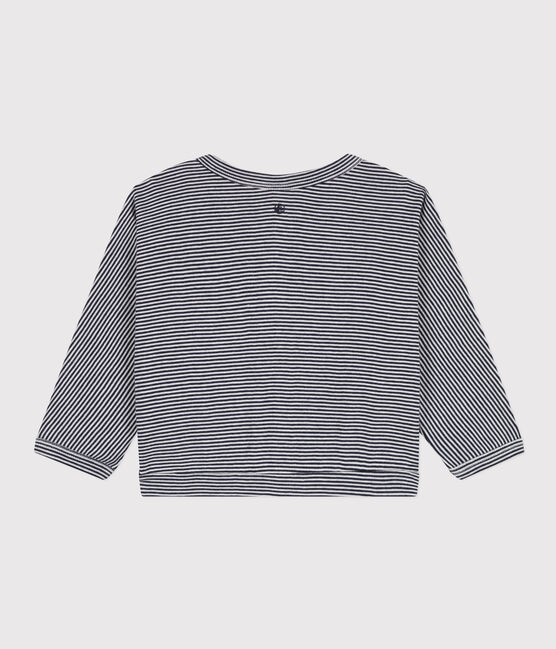 Cardigan neonato in cotone  blu SMOKING/bianco MARSHMALLOW