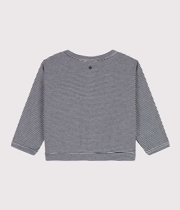 Cardigan neonato in cotone blu/bianco