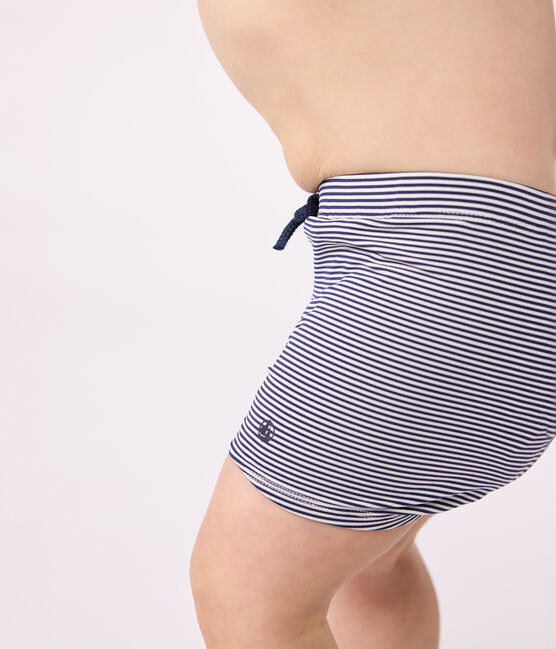 Shorts da bagno bebè blu MEDIEVAL/bianco MARSHMALLOW