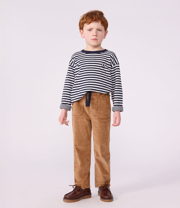 Pantaloni dritti in velluto bambino LATTE