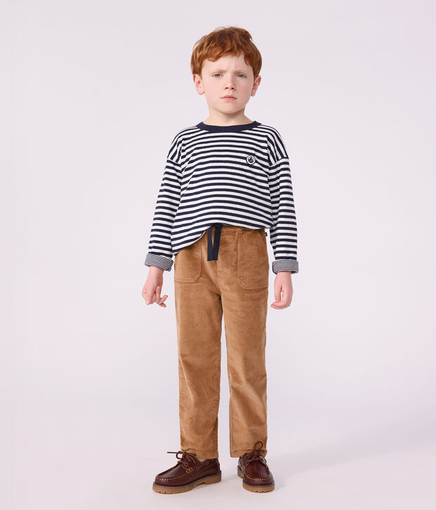 Pantaloni dritti in velluto bambino LATTE
