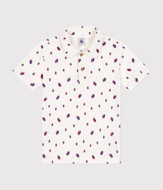 Polo a maniche corte in cotone bambino bianco MARSHMALLOW/bianco MULTICO