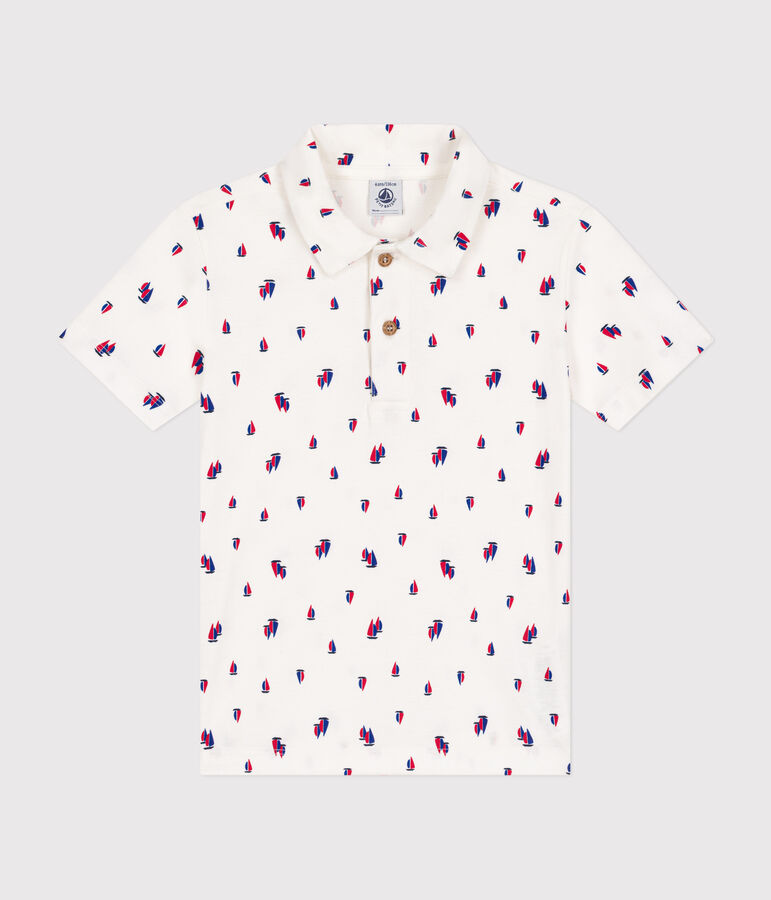 Polo a maniche corte in cotone bambino bianco/multicolore