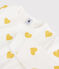 Pigiama bambina/bambino a cuori in tubique di cotone biologico bianco MARSHMALLOW/giallo OCRE