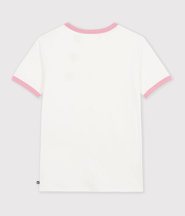 Tee-shirt femme en coton manches courtes uni bianco