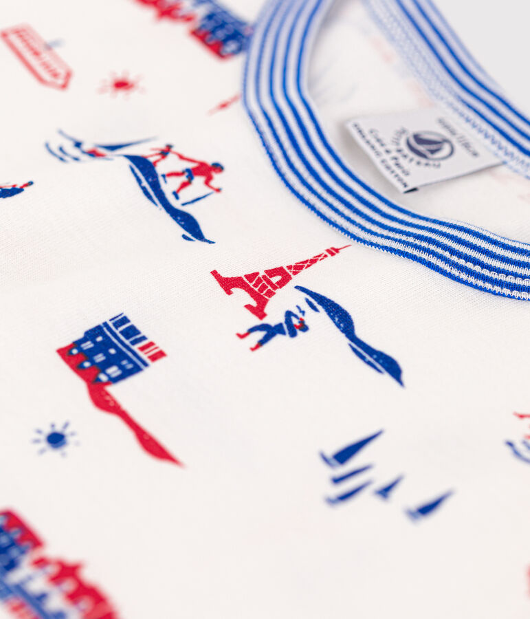 Pigiama corto famntasia Parigi bambino in cotone bianco/multicolore