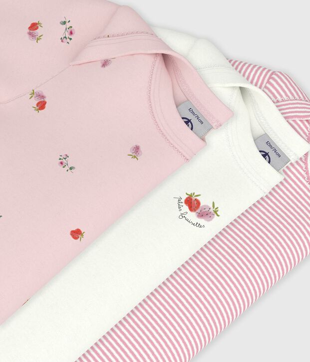 Set di body a maniche corte in cotone con stampa a fiori neonata multicolore