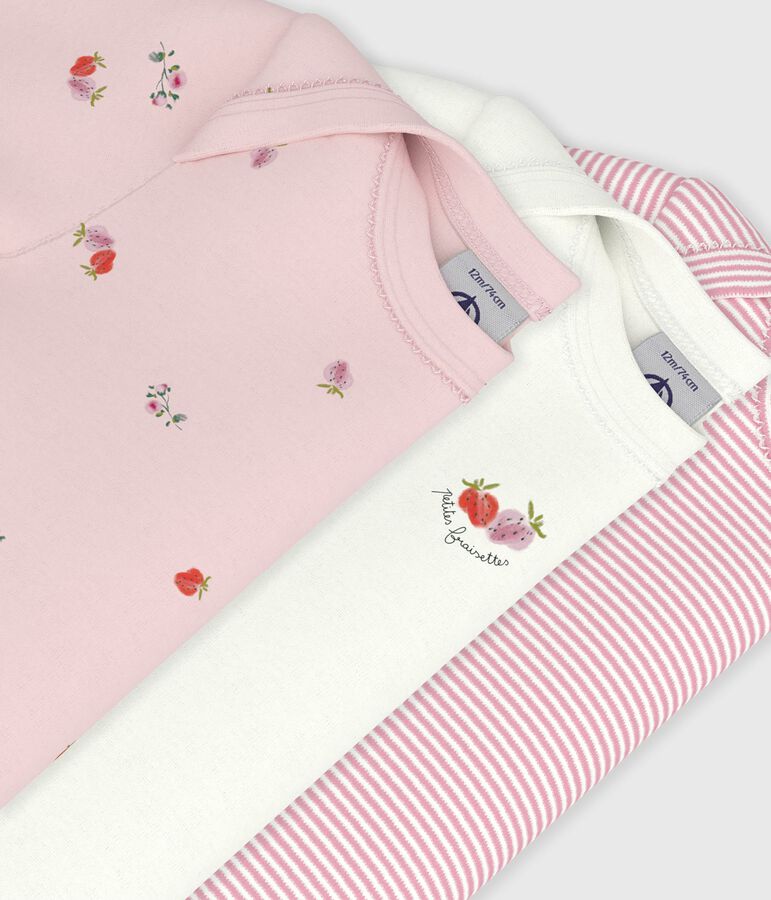 Set di body a maniche corte in cotone con stampa a fiori neonata multicolore