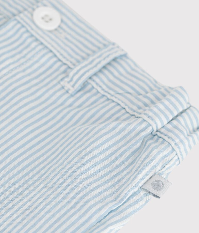 Shorts in cotone a righe neonato. bianco/blu
