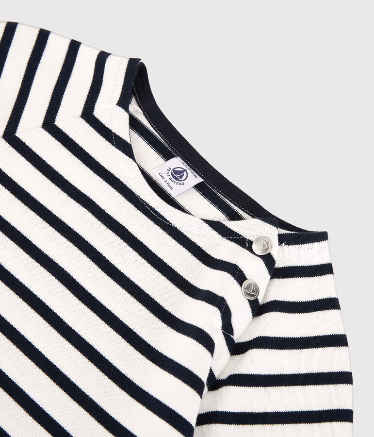 Abito bambina a maniche corte in cotone bianco MARSHMALLOW/blu SMOKING