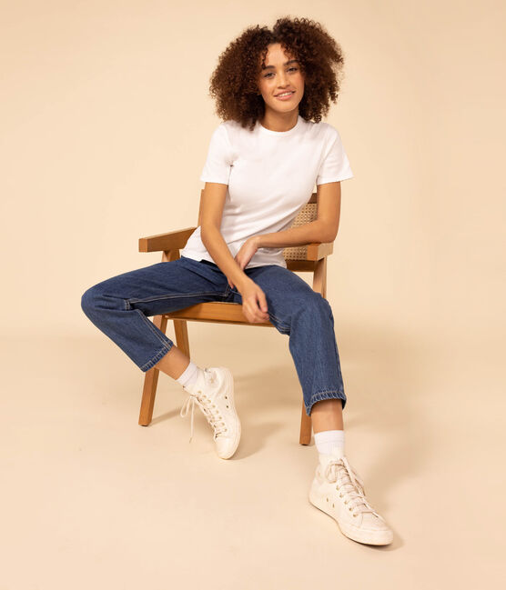 T-shirt L'ICONIQUE cocotte in cotone Donna bianco ECUME