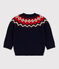 Pullover jaquard in lana e cotone per bebè blu SMOKING/bianco MULTICO