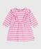 Abito a maniche lunghe in cotone a righe neonata rosa BOUDOIR/ MILK