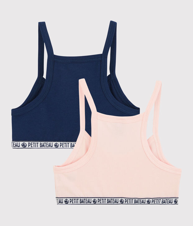 Confezione da 2 brassi&egrave;re sportive bambina in cotone biologico multicolore