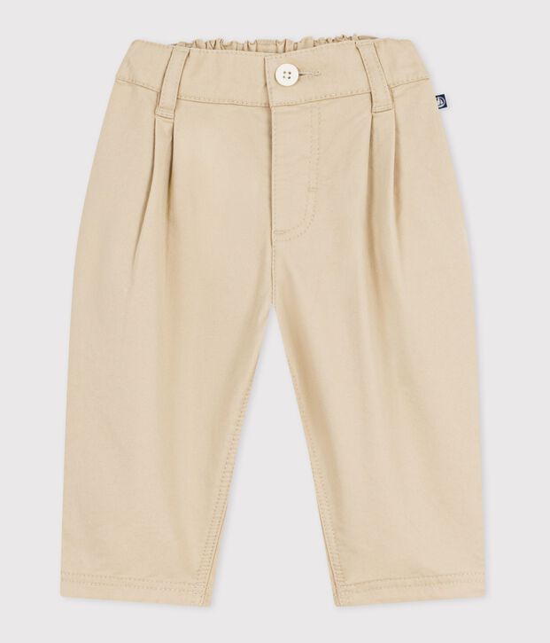 Pantaloni in serge tinta unita neonato beige