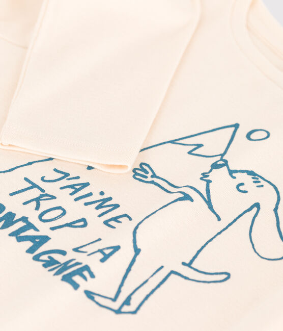 T-shirt maniche lunghe in cotone bambina ecru AVALANCHE