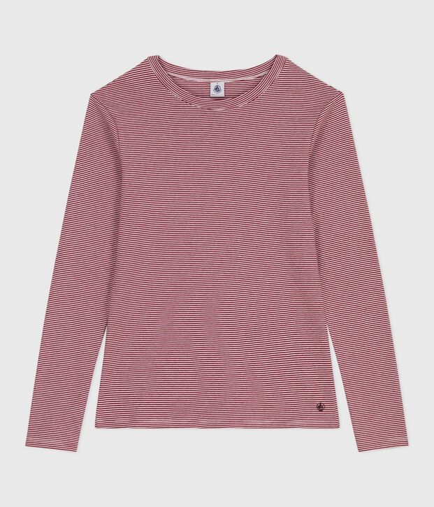 T-shirt L'Iconique a maniche lunghe in cotone donna rosso/bianco