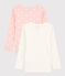 Confezione da 2 t-shirt bambina a maniche lunghe fantasia stellata in cotone variante 1