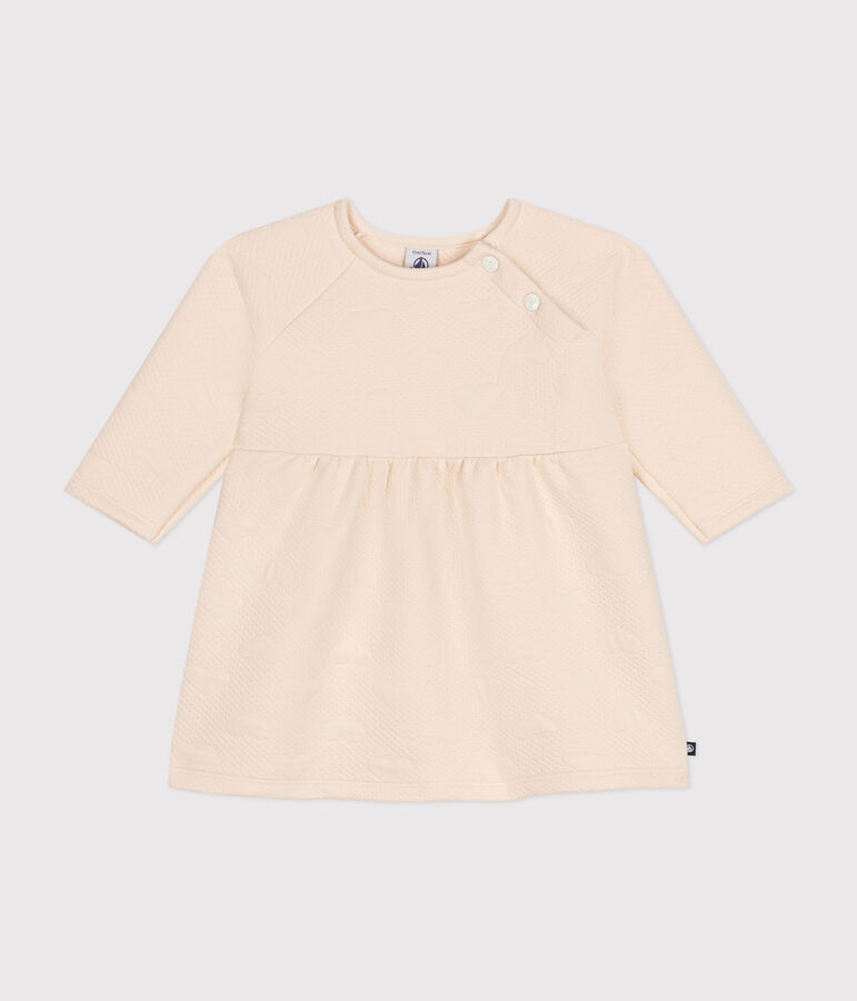 Abito a maniche lunghe in tubique trapuntato neonato ecru