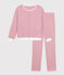 Pigiama in cotone a righe donna rosa/bianco