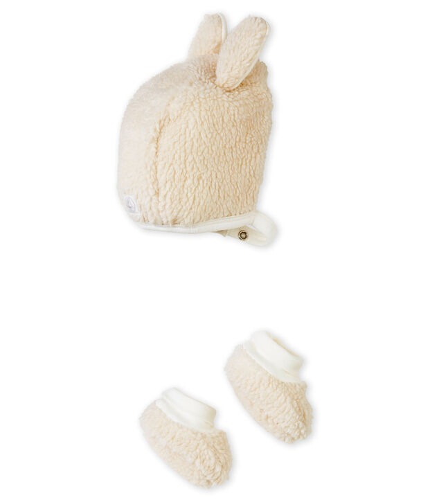 Lotto cuffietta e scarpine per beb&eacute; unisex bianco