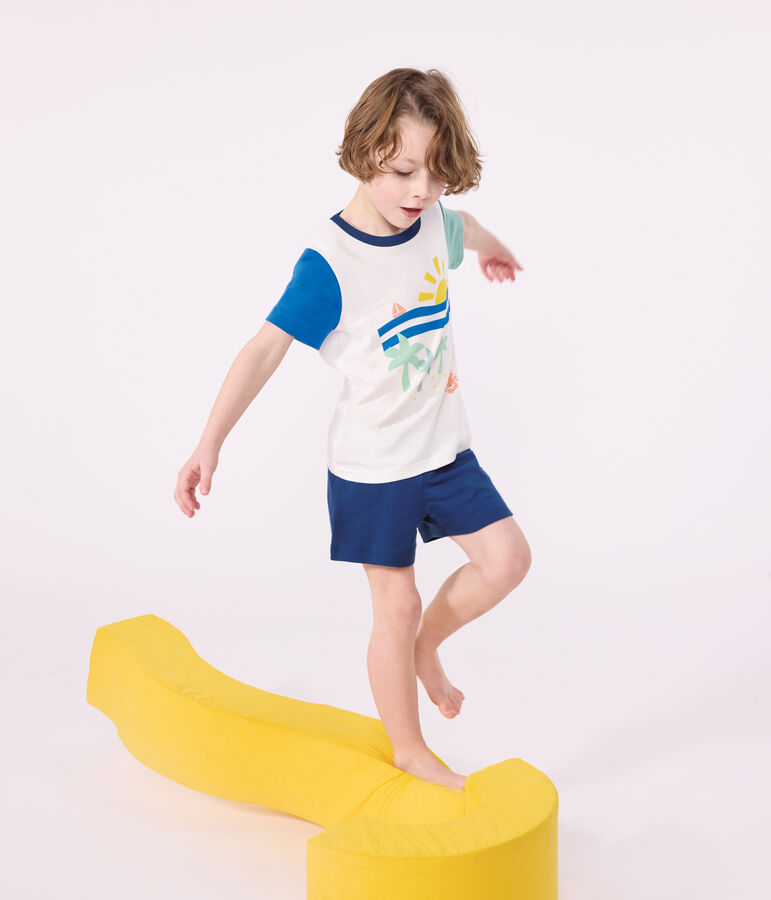 Pigiama corto in cotone bambino bianco/multicolore