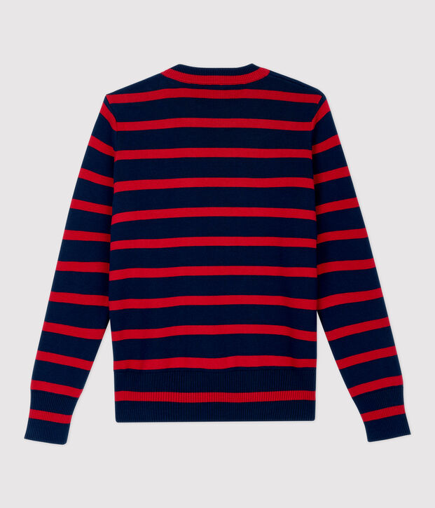 Pull marinaro in cotone Donna blu/rosso