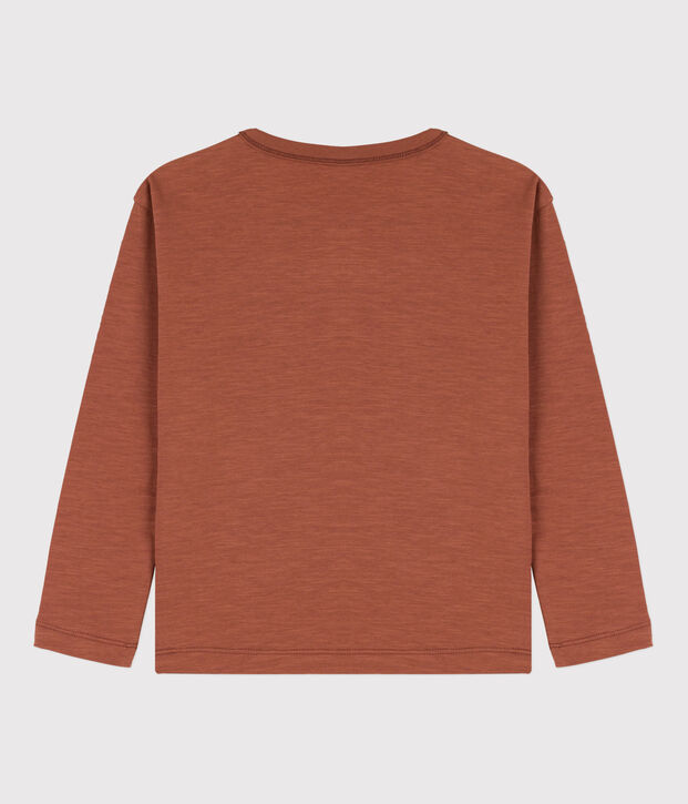 T-shirt bambino a maniche lunghe in cotone marrone